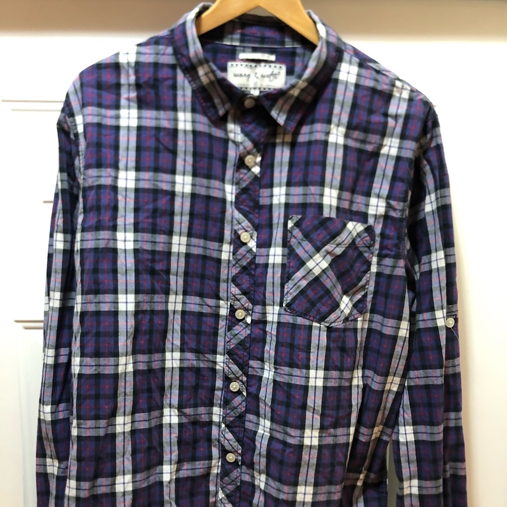 Warp and Weft Plaid Button Down Sz XL